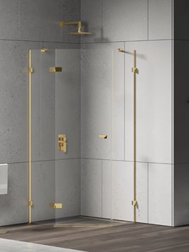Złota kabina prysznicowa pięciokątna lewa 90x90 EXK-4834 Eventa Gold Shine New Trendy