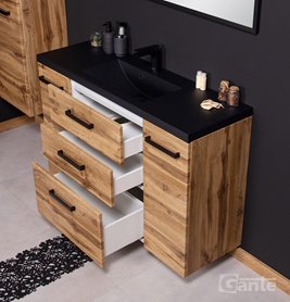 Szafka wisząca z czarną matową umywalką 120 cm kolor dąb naturalny 39/3C seria Fokus Loft Gante