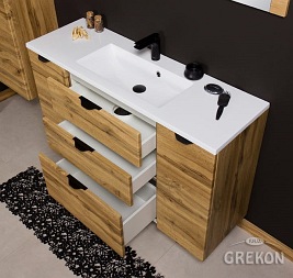 Szafka łazienkowa wisząca z umywalką dąb naturalny 120 cm Victa Gante