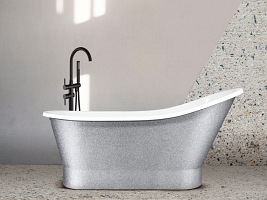 Wanna wolnostojąca kolor srebrny 160 cm z syfonem klik - klak Gloria Glam Besco