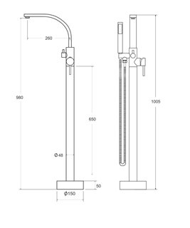 Bateria wannowa wolnostojąca złota Decco II Besco BW-DII-ZL