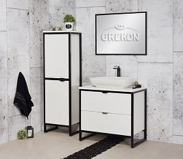 Biała szafka z białą umywalką loft 80 cm seria New York