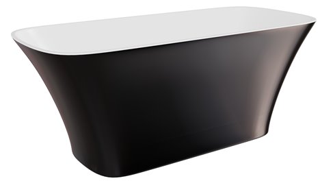 Czarno-biała wanna wolnostojąca z konglomeratu + klik-klak chrom 160 cm Assos B&W Besco WMD-160-ABW