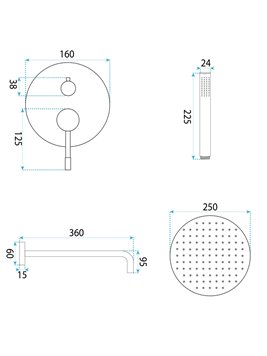 Zestaw prysznicowy podtynkowy box Lungo Diamond Chrom Rea