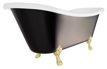 Wanna wolnostojąca czarno-biała 190 cm złote łapy Amelia B&W Besco WKA-190+BWG
