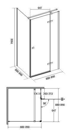 Stal szczotkowana kwadratowa kabina prysznicowa 90x90 prawa Pixa Besco PKP-90-195GR zdjęcie 8