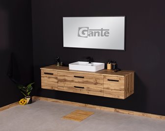 Szafka wisząca z umywalką nablatową 180 cm 50/2 kolor dąb naturalny seria Fokus Loft Gante