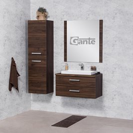 Szafka łazienkowa wisząca z umywalką nablatową 80 cm 39/2 Fokus kolor orzech