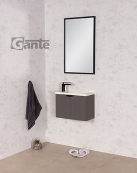 Szafka łazienkowa wisząca z umywalką szary mat 50 cm Fresco Gante