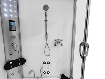 Biała duża kabino wanna spa z hydromasażem i sauną parową 135x135 cm MO-08135BS