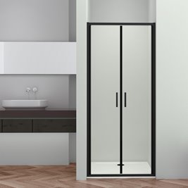 Czarne drzwi prysznicowe podwójne uchylne 90 cm Solid DDP Kerra zdjęcie 2