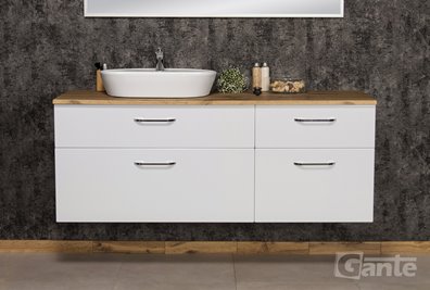 Szafka łazienkowa wisząca z umywalką nablatową 160 cm SETTO MODULO kolor biały połysk