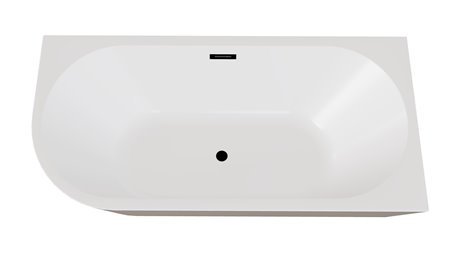 Wanna przyścienna czarno-biała narożna prawa syfon z przelewem czarny 150 cm Zoya B&W Besco WAS-150ZBPC