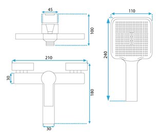 Czarna bateria wannowa Argus Rea