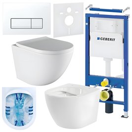 Zestaw podtynkowy stelaż GEBERIT DUOFIX + miska PURO-WH-02 + przycisk DELTA 50 biały