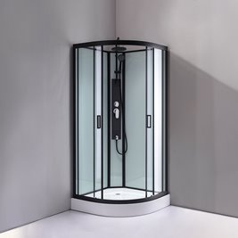 Biała kabina prysznicowa zabudowana 4 ściany na niskim brodziku 90x90 MO-0307