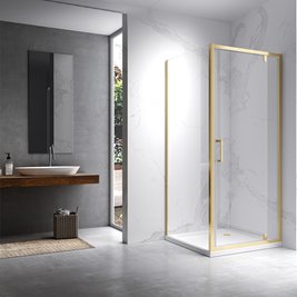 Złota szczotkowana kabina prysznicowa 80x80 kwadratowa drzwi pełne uchylne KZ04B