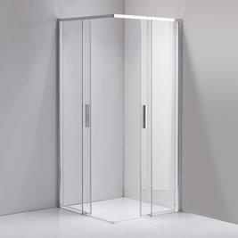 Chromowana kabina prysznicowa kwadratowa Super Slim Nova 80x80 drzwi rozsuwane