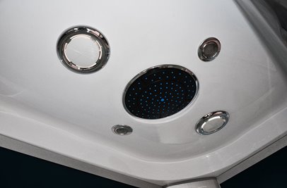 Kabina prysznicowa z hydromasażem na niskim brodziku czarne ścianki 120x85 lewa MO-18218