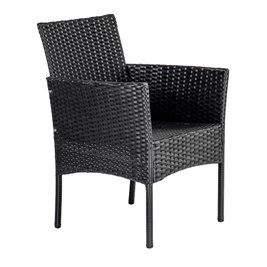 Zestaw mebli ogrodowych z technorattanu stół, sofa, krzesła dla 4 osób Luiza czarny