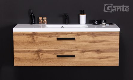 Szafka wisząca z umywalką 120 cm kolor dąb naturalny S2 seria Fokus Loft Gante