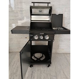 Grill gazowy ZEUS-A kolor czarny ruszt żeliwny moc 8,5 kW + pokrowiec + palnik boczny