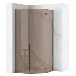Kabina prysznicowa pięciokątna miedź szczotkowana 90x90 cm Diamond Rea