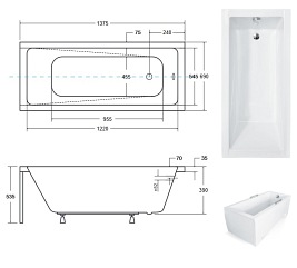 Wanna prostokątna 140 cm Modern Besco