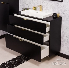 Czarna szafka łazienkowa z umywalką 100/3 cm Liv Victa