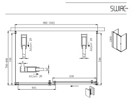Kabina prostokątna trójścienna 100X80 Kassari Lewa