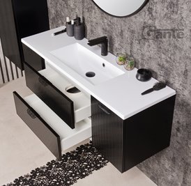 Szafka łazienkowa z umywalką wisząca szklane fronty czarny mat 120 cm Bravia Gante