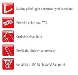 Kabina prysznicowa półokrągła 90x90 FF309 Treviso Atrium