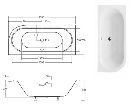 Wanna do zabudowy Avita Slim Besco lewa 160x75 cm