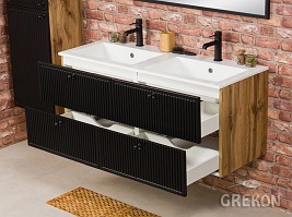 Szafka łazienkowa z podwójną umywalką kolor czarny mat wisząca 120 cm Argento Gante