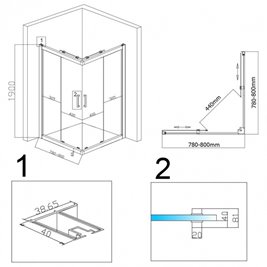 Kabina prysznicowa kwadratowa 80x80 KZ102A Hydrosan
