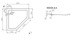 Czarna kabina prysznicowa, pięciokątna 80x80 Stylio BK501PTK+