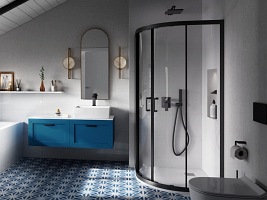 Czarna kabina prysznicowa półokrągła 90x90 Modern Black Besco