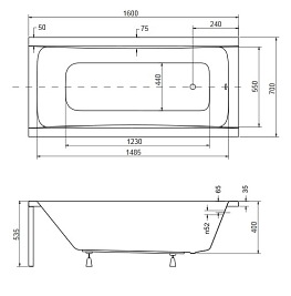 Wanna prostokątna 160 cm Optima Besco