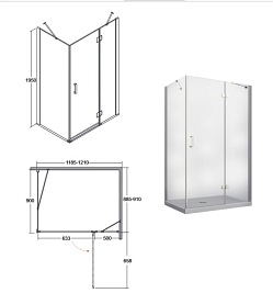 Kabina prysznicowa prostokątna 90x120 Viva Besco model prawy