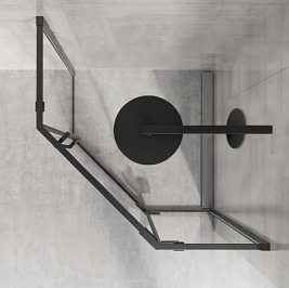 Czarna kabina prysznicowa pięciokątna 90x90 Diamond Rea