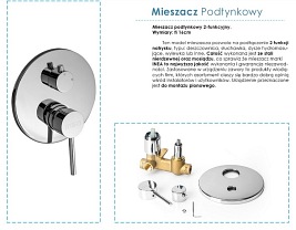 Zestaw prysznicowy podtynkowy, deszczownica ścienna 20x20