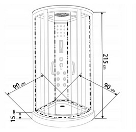 Kabina prysznicowa z hydromasażem 90x90 Marta