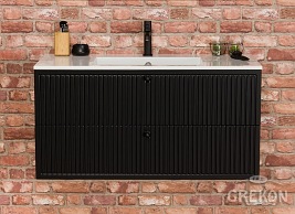 Szafka łazienkowa z umywalką kolor czarny mat wisząca 100 cm Argento Gante