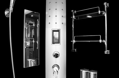 Kabina prysznicowa składane siedzisko półokrągła zabudowana czarna 100x100 MO-09909C