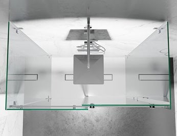 Kabina prysznicowa trójścienna 110x90x90 cm szkło 8mm mrożone profile złoty połysk Swiss Liniger
