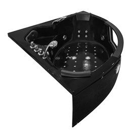 Czarna wanna z hydromasażem narożna Turbo+ 152x152 cm MO-1004