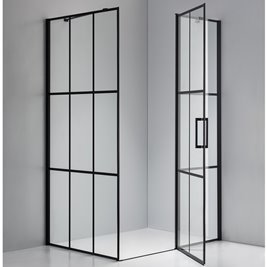 Czarna prostokątna kabina prysznicowa 120x80 drzwi uchylne BS02C