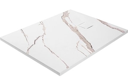 Brodzik prostokątny biały struktura kamienia smc 100x80 Magnum Carrara White Rea