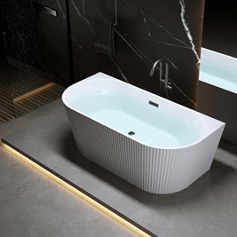 Wanna wolnostojąca przyścienna korek oraz przelew czarny 160 cm Carlo Hydrosan