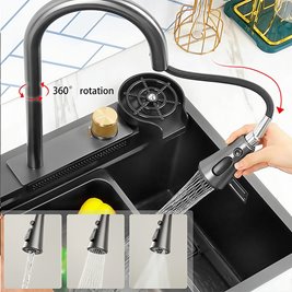 Zlewozmywak kuchenny stalowy jednokomorowy czarny COBA 68X46 ASI 304
